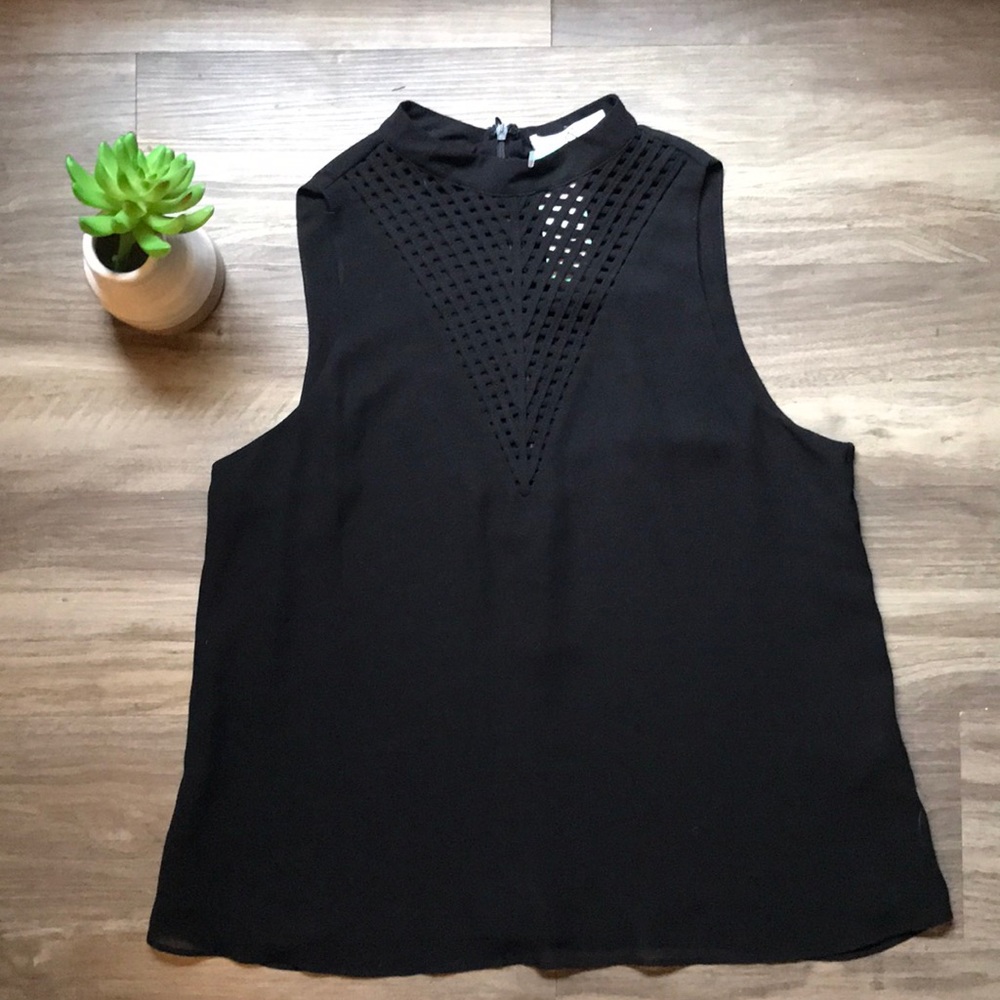 Q&A Mesh Women’s Blouse Black Sleeveless Dressy Top Small - Picture 3 of 16